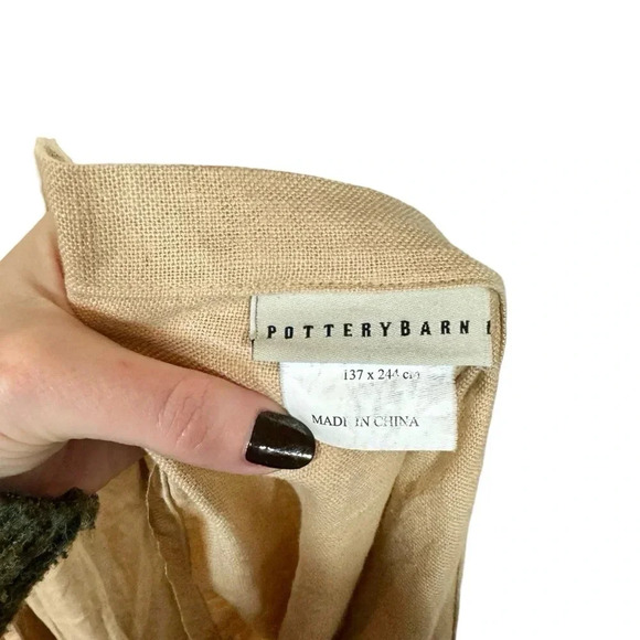 Pottery Barn Linen Cotton Unlined Tab Top 54 x 96” Single Curtain Panel - Picture 4 of 6